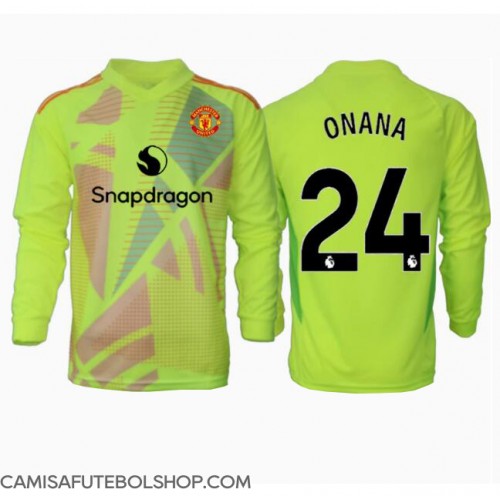 Camisa de time de futebol Manchester United Andre Onana #24 Goleiro Replicas 2º Equipamento 2024-25 Manga Comprida